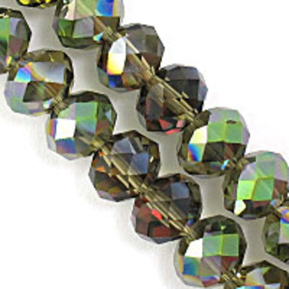 Cg 8x10mm facetd rondel olive rainbw 27p