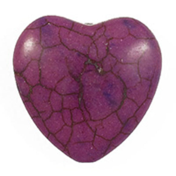 semi prec 24mm heart howlite purple 4pcs