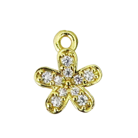 Metal 12mm flower diamante NF Gld 2pcs