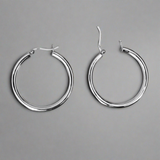 Sterling sil 40mm x 4mm hoop 2pcs