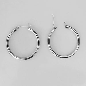 Sterling sil 40mm x 4mm hoop 2pcs