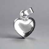 Sterling sil 10mm heart puffy + bail 1pc