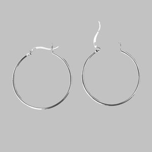 Sterling sil 30mm x 2mm hoops 2pcs