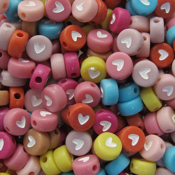 Plas 7mm white heart Multi Muted 270pcs