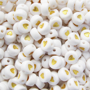 Plas 6mm coin GOLD HEART WHITE 290pcs