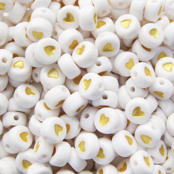 Plas 6mm coin GOLD HEART WHITE 290pcs