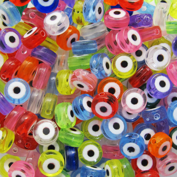 Plas 8mm EVIL EYE MULTI MIX 195pcs