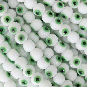 Cg 6mm rnd eye bead white/lime 28pc