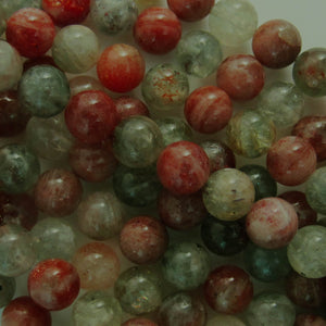 Semi prec 10mm rnd Agate green/peach 18p