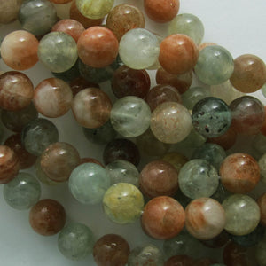 Semi prec 8mm rnd Agate Green/Peach 21p