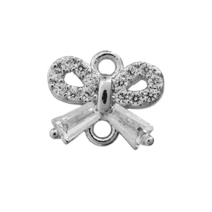 Metal 8mm Bow Diamantes NF Nickel 2pcs