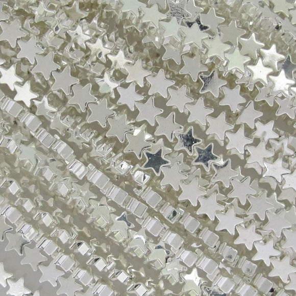 Semi Prec 4mm STAR Electro SILVER 50pcs