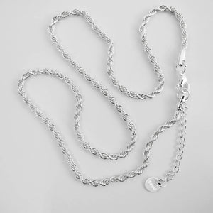 Chain 45cm+5cm ext 3mm rope NF sil 1pc