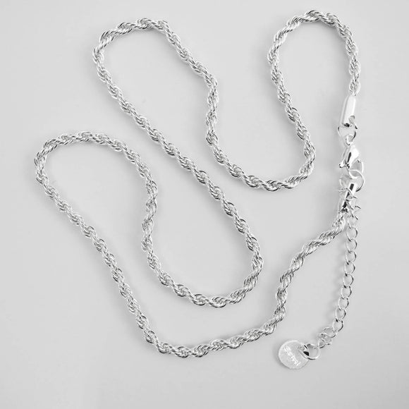 Chain 45cm+5cm ext 3mm rope NF sil 1pc