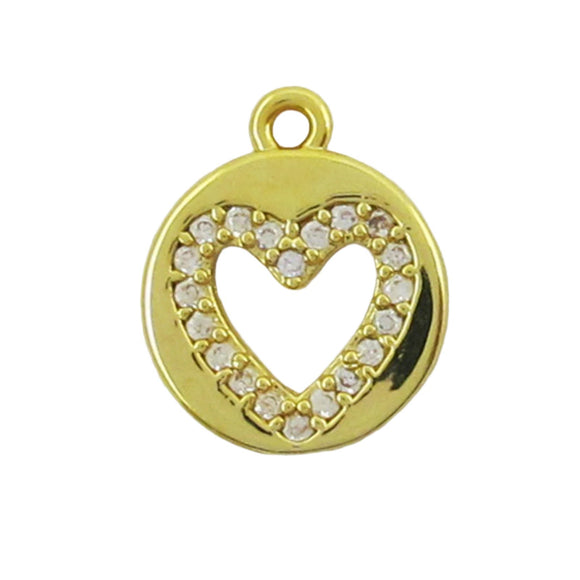 Metal 12mm rnd heart+loop NF Gold 2pcs