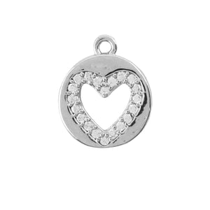 Metal 12mm rnd heart+loop NF Silver 2pcs