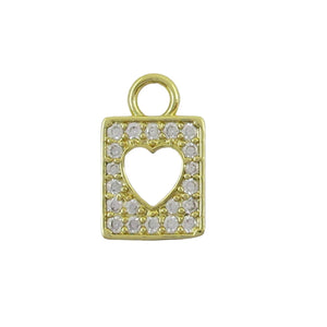 Metal 12mm Sq Heart/Diam+loop NF Gold 2p