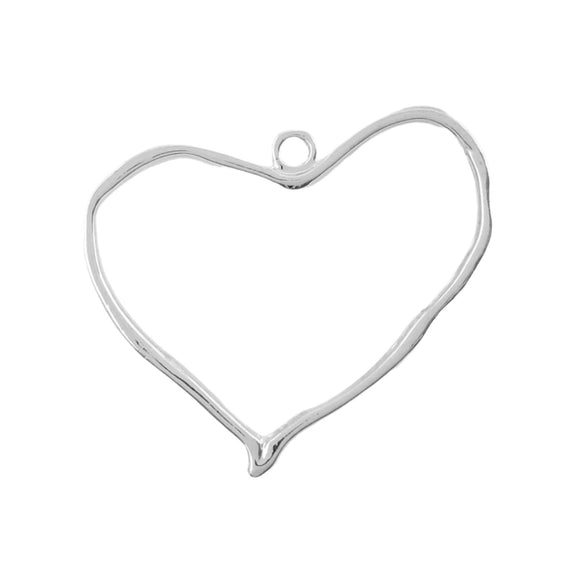 Metal 30mm Heart Loop NF Silver 2pcs