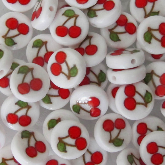 Plas 10mm coin 2 Cherry on white 50pcs