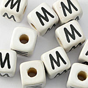 Cm 12mm letter white/black M 10pcs