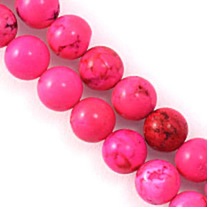 Semi prec 8mm rnd howlte hot pink 60pc.