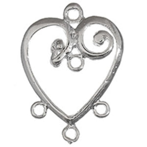 Metal 24mm heart 3/loop NF sil 6p