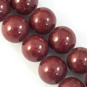 Semi prec 12mm rnd dyed opq maroon 34pcs.