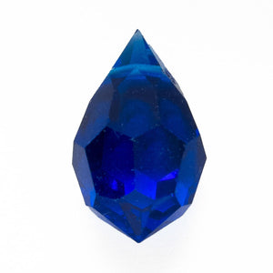 Cz 9x15mm faceted drop drk sapphire 2pc