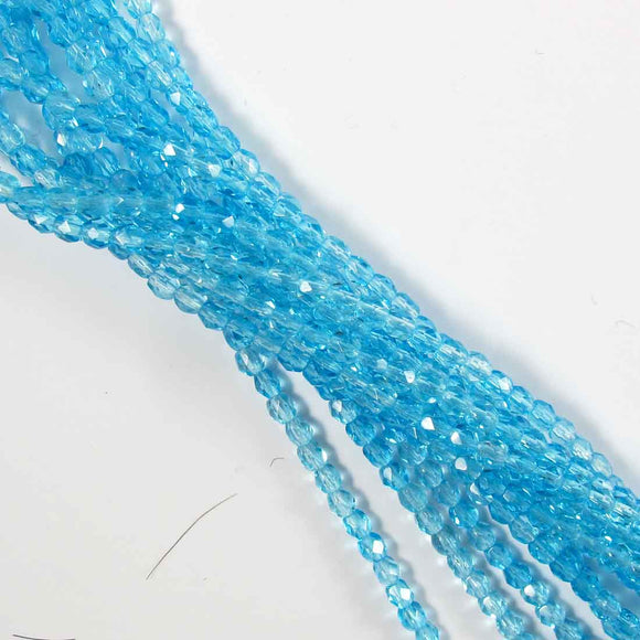 Cz 4mm rnd faceted trns dark aqua 50pcs