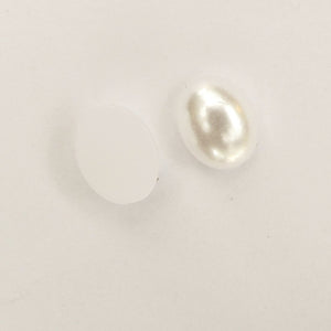 Plas 10x8mm oval cab pearl white 100p