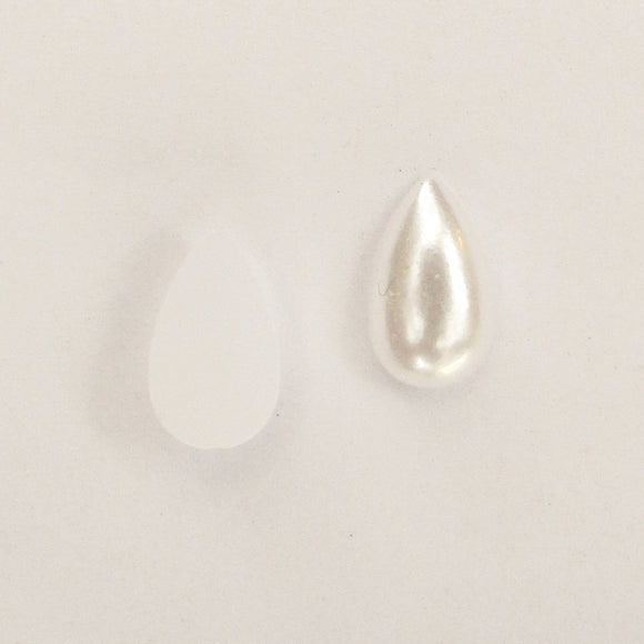 Plas 10x6mm T drop cab pearl white 200p