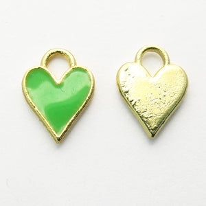 metal 12mm heart NF Gold Fluro Lime 2pcs