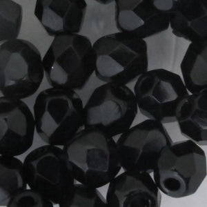 cz 4mm rnd faceted opaque black 50pcc