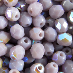 Cz 4mm rd facet opaque lilac AB 50pcs