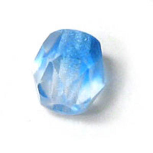 Cz 4mm rnd facet 2tone clear blue 50pc