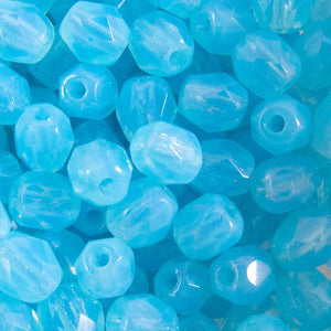 cz 4mm rnd faceted opq aquamarine 50pcs